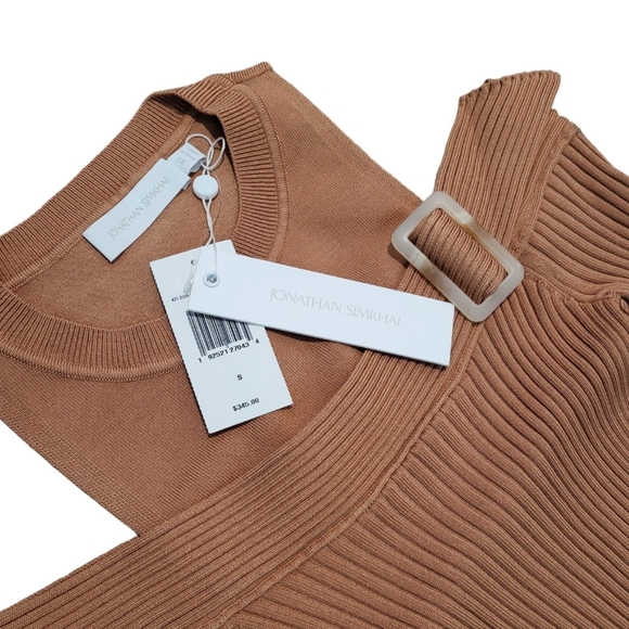 Jonathan Simkhai Mandy Cold Shoulder Sweater in Camel Small NWT - Picture 8 of 9